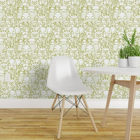 Wallpaper Roll Wild Animals Olive Green Nursery White Wallpaper Roll Wild Animals Olive Green Nursery White