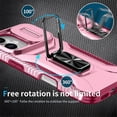 thumbnail image 3 of For iPhone 17 Slim Fit Shockproof Hybrid with Slide Camera Cover & Rotated Ring Kickstand, [Military-Grade] Phone Case For iPhone 17 6.3",Pink,For iPhone 17, 3 of 8