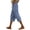 Blue, variant on Women's Side Stripe Elastic Waist Pants – Loose Fit Straight Leg with Cuffed Hem, Comfortable 7/8 Length Capris