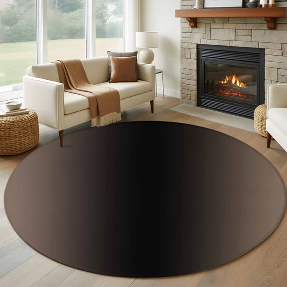 Round Rugs 7Ft, Brown Black Ombre Round Area Rug Washable Indoor Throw Carpet, Modern Gradient Abstract Art Large Non Slip Circle Rug for Dining Room Playroom Home Decor Aesthetic