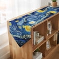 thumbnail image 4 of Blue Starry Night Table Runner Linen Burlap Table Runner 72 Inches Long Abstract Star Sky House Tree Oil Painting Dresser Scarves for Kitchen Island Coffee Dining Room Party Holiday Decor 14"x72", 4 of 8