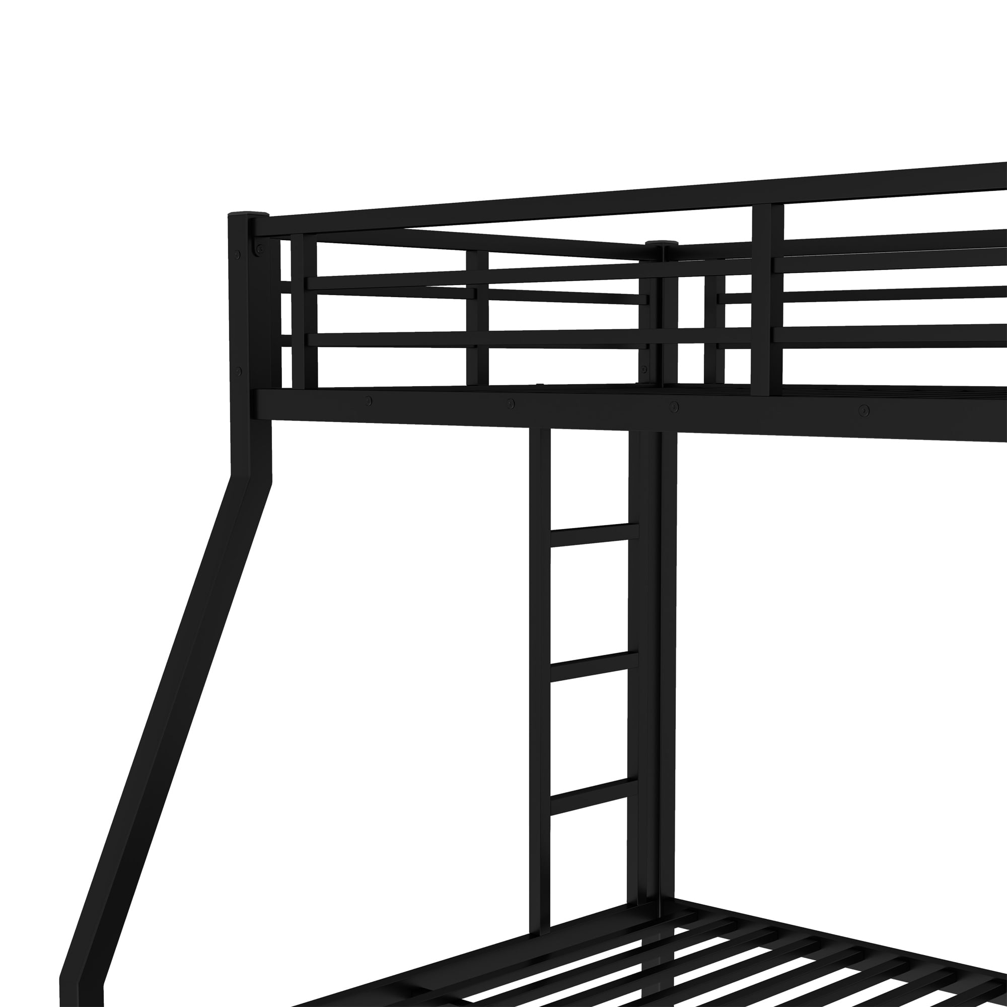 Leumius Metal Bunk Bed with Trundle,Twin over Full Bunk Bed with with Ladder & Guardrails,Heavy-Duty Bunk Bed Frame for Kids/Teens/Adults,Space-Saving/Noise Reduced/No Box Spring Needed,Black