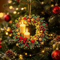 thumbnail image 6 of Fllostpr Christmas Diamond DIY Wreath Pendant Handmade 5.7x5.7" Acrylic Stickers Decor for Window Foliage Home Styling, 6 of 8