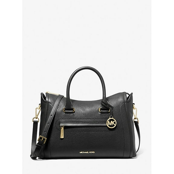 Michael Kors  Carine Large Pebbled Leather Satchel-Black