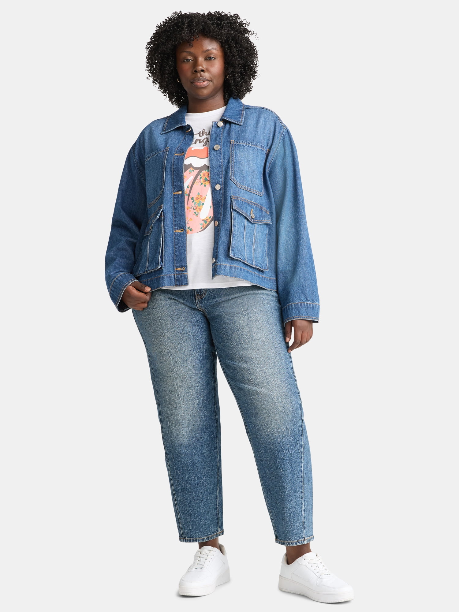 Terra & Sky Women's Plus Denim Utility Jacket, Sizes 0X-5X