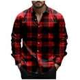thumbnail image 3 of lcziwo Lightning Sales Long Sleeve Shirts for Men Plaid Button Down Shirt Loose Casual Work Tops 2025 Vacation Holiday Work Tops, 3 of 6