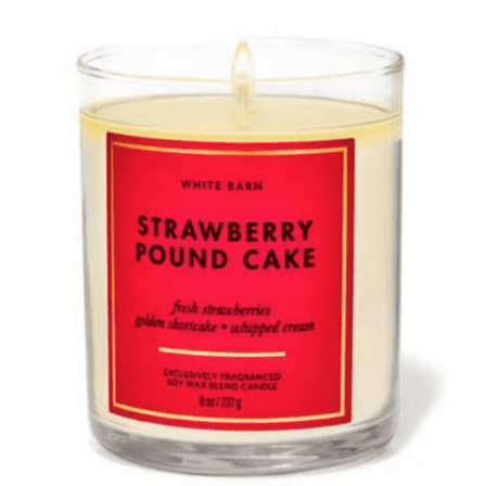 Bath and Body Works White Barn 8 Ounce Strawberry Pound Cake Scented Single Wick Candle
