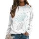 thumbnail image 3 of Gibobby Sudadera sin capucha y ocio Sudadera informal con estampado de diente de león para mujer, sudadera de manga larga, informal, Top (Blanco, M), 3 of 5