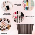 thumbnail image 4 of Leather Travel Bag Wash Bag Makeup Bag Storage Bag 7×5×2.4in For Daily Carrying And Short Trip Maroon Stripe_1, 4 of 8