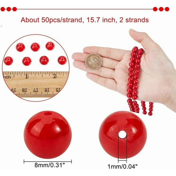 About 100Pcs Red Jade Beads 8mm Round Natural Mashan Jade Beads Coated Garnet Gemstone Beads Spacer Loose Stone Beads for Bracelet Jewelry Making Hole: 1mm