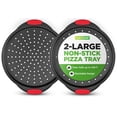 thumbnail image 1 of NutriChef Set de 2 Charolas para Pizza Antiadherentes, Bandejas Redondas de Acero al Carbono de 33cm con Agujeros para Corteza Crujiente, Mangos Ergonómicos, Seguras para Horno y Lavavajill, 1 of 9