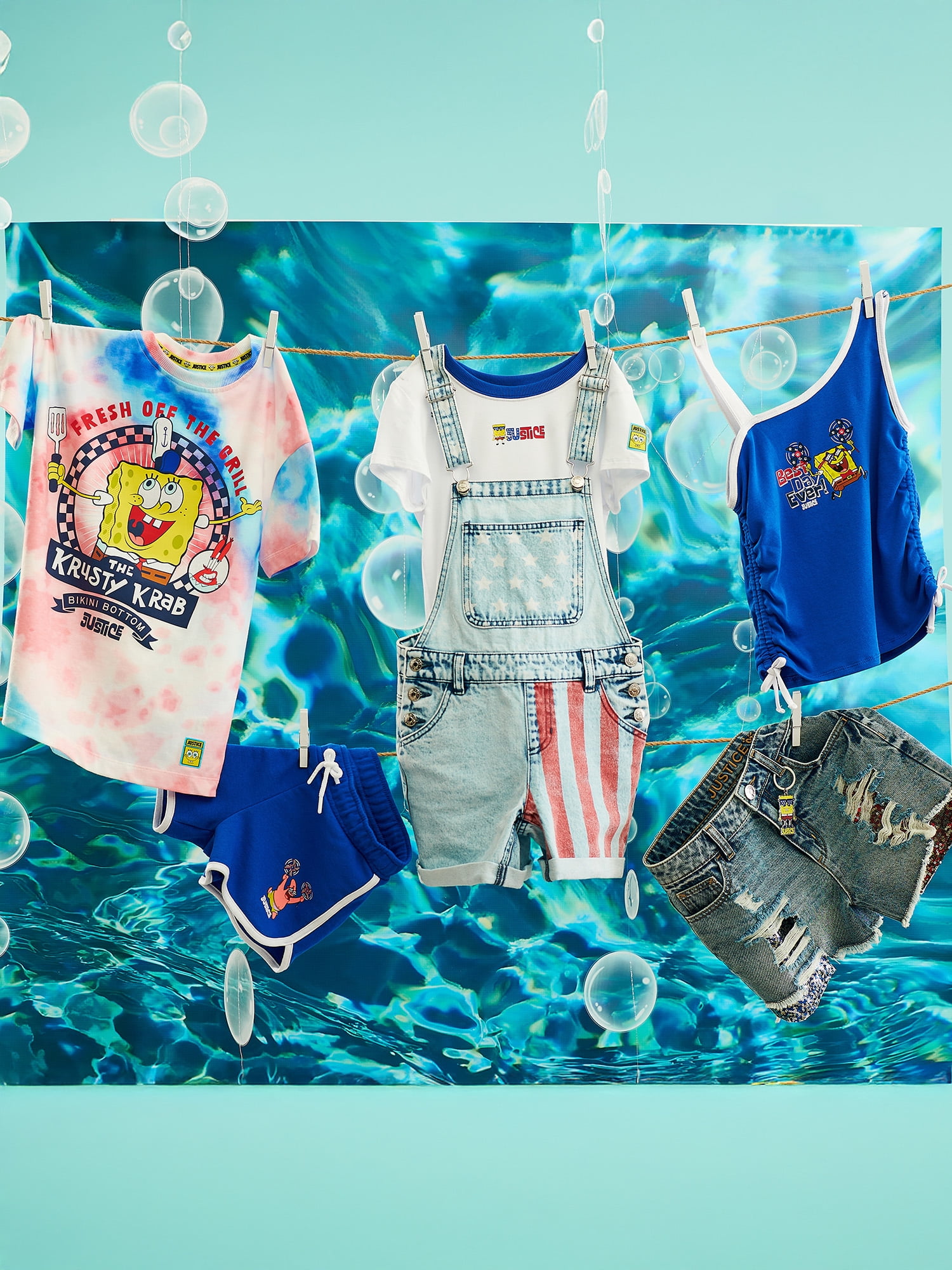 Spongebob X Justice Americana Collab Girls Dolphin Short, Sizes XS - XLP