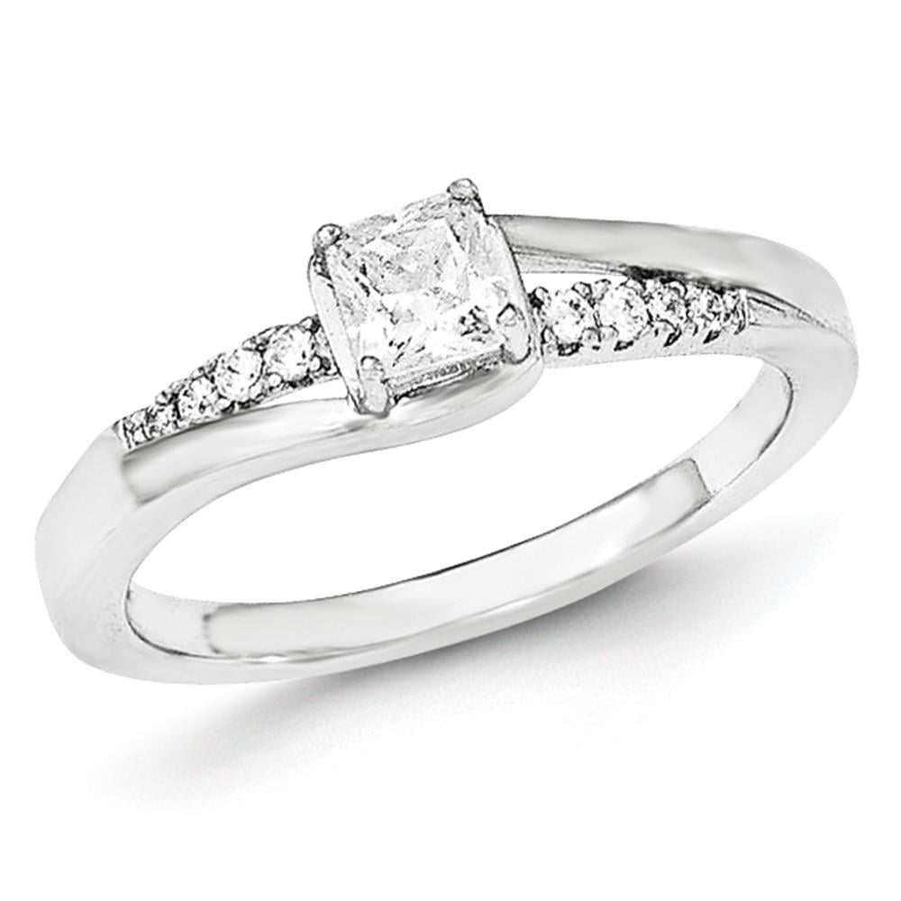 Bonyak Jewelry Sterling Silver Polished CZ Fancy Ring Size 8
