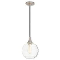 1 Light Brushed Nickel Mini Pendant with Clear Glass Shade