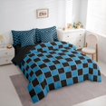 thumbnail image 3 of jejeloiu Vintage Patchwork Checkered 7-Piece Twin Bedding Sets,Abstract Geometric Art Bedding Comforter Set,Black Blue Sheet Sets For Kids,Ultra Soft Home Decor Reversible, 3 of 8