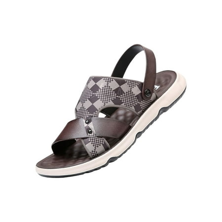 

Tenmix Mens Beach Shoes Slip On Summer Sandal Open Toe Flat Sandals Massage Casual Shoe Men Comfortable Lightweight Slides Light Brown 8.5