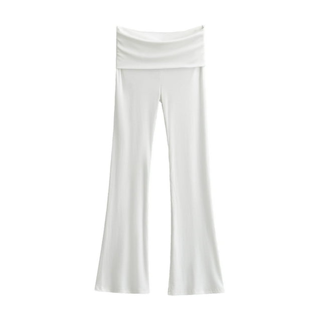 FAIWAD Pantalon Évasé Décontracté pour Femme, Taille Haute avec Ceinture Rabattable, Coupe Bootcut, Extensible, Legging d'Entraînement