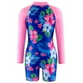 thumbnail image 3 of Kids Girls One Piece Zipper Swimsuit Long Sleeve Swimwear Bathing Suit Rash Guard 4-12 Years, 3 of 6