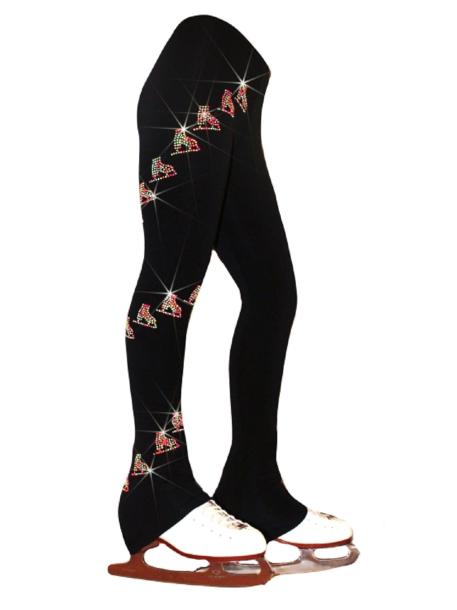 Ice Fire Skate Wear Ice Fire Skating Big Girls Black Neon Rhinestone