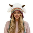 thumbnail image 2 of KANG Winter Hat With Baatable Ear Soft Fleece Lined Cozy Cap Adorable Sheep Horns Cold Weather OutdoorBeigeOne Size, 2 of 6