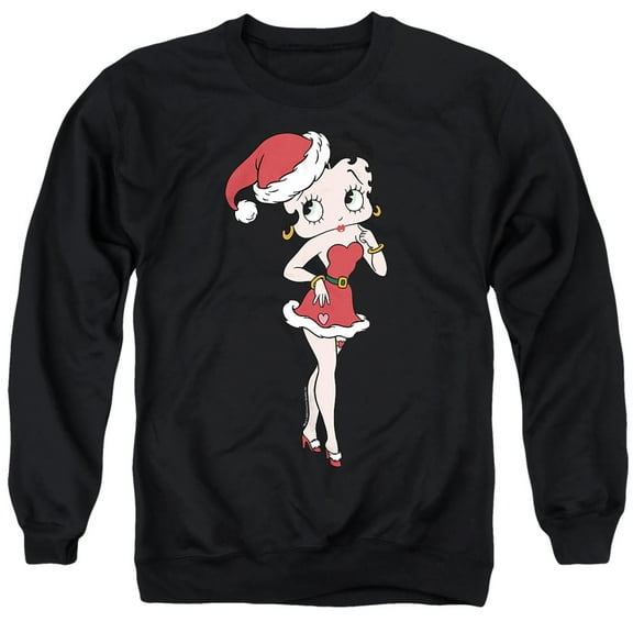 Betty Boop Christmas Pin Up Unisex Adult Crewneck Sweatshirt, Black, Small