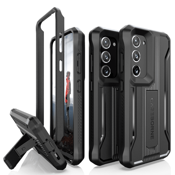 CaseBorne ArmadilloTek V Case for Samsung Galaxy S23 5G with Kickstand Full-Body Multi-Layer Rugged Screenless - Black