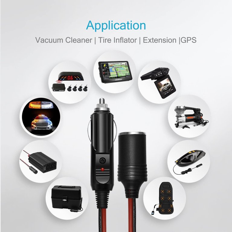 cigarette lighter extension cord walmart 12V Car 10ft UL Wire 16AWG Heavy Duty Cable 15A Fuse Car DC Power Plug 12/24V Car Tire Inflator Cleaner Male Female friendly to all vehicle models and daily driving needs 12V 24V DC5.5x2.1mm Car Cigarettes