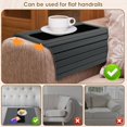 thumbnail image 3 of YISITIAN Sofa Arm Tray, Wood Sofa Armrest Tray Table, Anti-Slip Couch Arm Tray, 16.97×13.38 inch Foldable Arm Rest Side Table, Suitable for Food Drinks Snacks Cup Remote Phone (Gray) CJ919-73595, 3 of 8