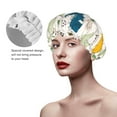 thumbnail image 4 of Disketp Childish Dinosaur Shower Caps,Reusable Shower Cap For Women, Double Layer Waterproof Hair Cap, Large Size For All Hair Lengths,For Girls Spa Home Salon Use, 4 of 9