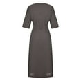 thumbnail image 2 of Bigersell Dresses for Women 2023 Women's Cotton Linen Short Sleeve Dress hrobe Style Lace Up Cardigan Dress Wedding Guest Dresses for Female Regular Wrap Dresses, Style 17885, Gray M, 2 of 9