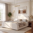 thumbnail image 2 of Noble House King Size Linen Upholstered Platform Bed, Beige, 2 of 8