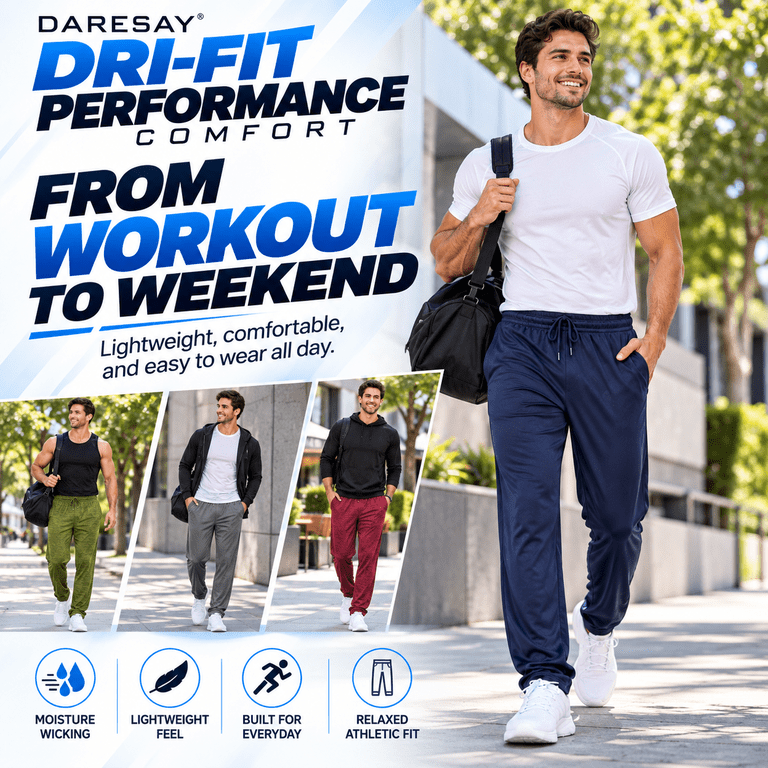 Daresay Men's Dri-Fit Athletic Pants, 3-Pack photo 4