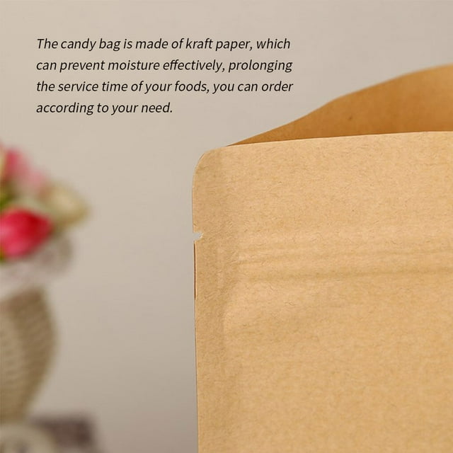 serony 10pcs Snack Bags Kraft Bread Snack Bag Paper Window Candy Paper Snack Bag Bread Bags Sealing Portable Cookie Bread Pouches, 18x26cm