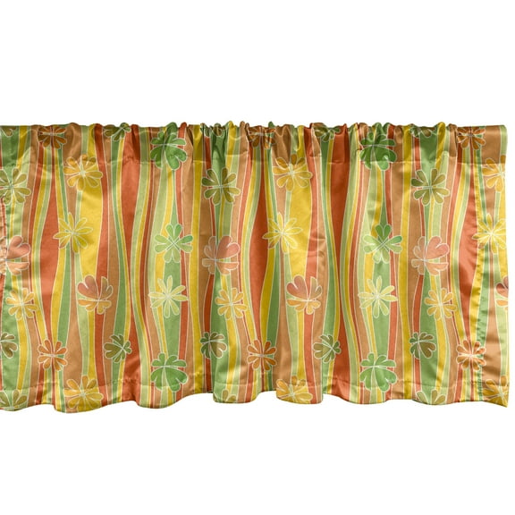 Ambesonne Floral Window Valance, Colorful Skew Vertical Waves, 54" X 12", Multicolor