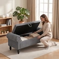 thumbnail image 6 of 55''W Bedroom Storage Bench, Modern Corduroy Upholstered Bench with Rolled Arms for Entryway, Living Room, Dark Gray, 6 of 11