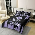thumbnail image 2 of Romantic Rose 100% Cotton Duvet Cover Queen,(Not Real)Purple Sequins Printed Bedding Set for Women,3D Rose Bed Sets,Romantic Couple Quilt Cover with 2 Pillowcases,no Comforter, 2 of 6
