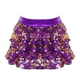 thumbnail image 6 of Doomiva Kids Girls Shiny Sequins Halter Tassel Crop Top with Mini Skirt Set Latin Jazz Salsa Samba Rumba Dance Outfits Purple 14, 6 of 7
