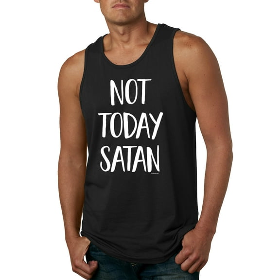 Wild Bobby, Quote Not Today Satan Funny Witty, Inspirational/Christian, Men Graphic Tank Top, Black, Small