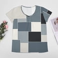 thumbnail image 4 of Blue Geometric Art, Black And White Blue Women's Blouse Short Sleeve Women's Top T-Shirt Spring Summer Clothes, 4 of 7