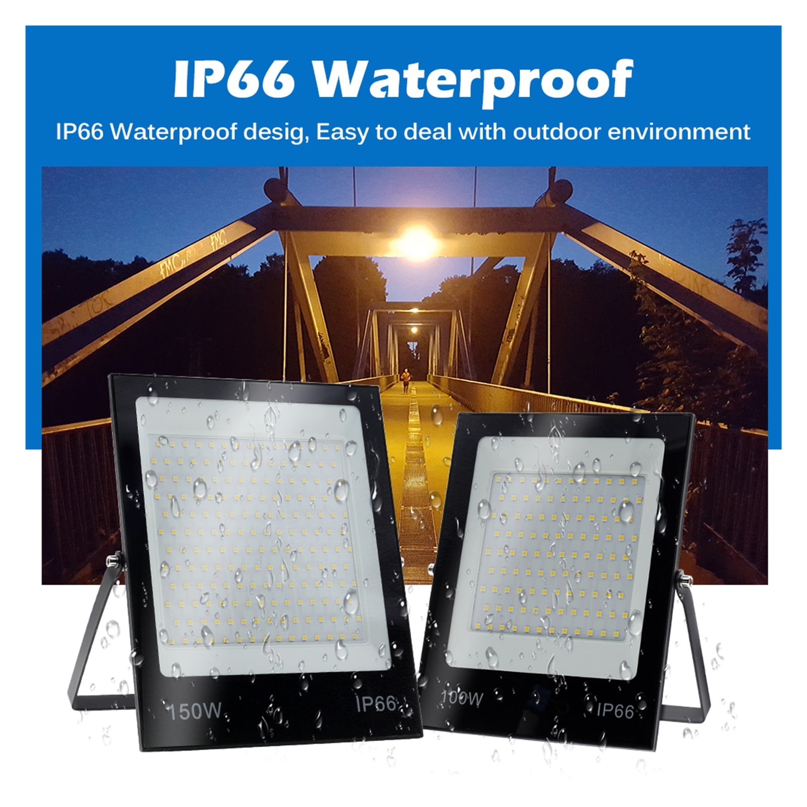 LED Flood Light 50W 100W 150W 200W Black Shell IP66 Waterproof LED Spotlight Garden Street Gate Wall Floodlights
