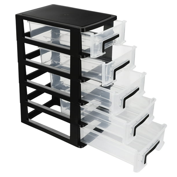 Caja de almacenamiento de escritorio: Organizador transparente tipo cajón - Caja de maquillaje de 5 niveles - Organizador de joyas que ahorra espacio para el tocador del dormitorio