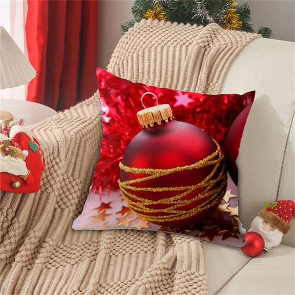 maho Christmas Pillows Christmas Print PillowCase Linen Sofa Cushion Cover Home Decor Cushion Cover Family Pillowcase