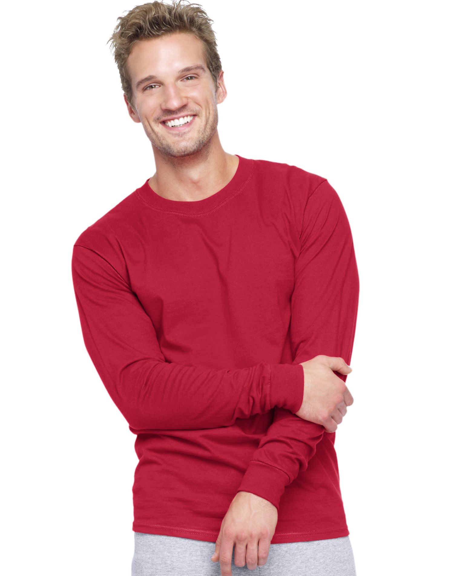 Hanes BeefyT Men`s LongSleeve TShirt, XXL, Deep Red Walmart Canada