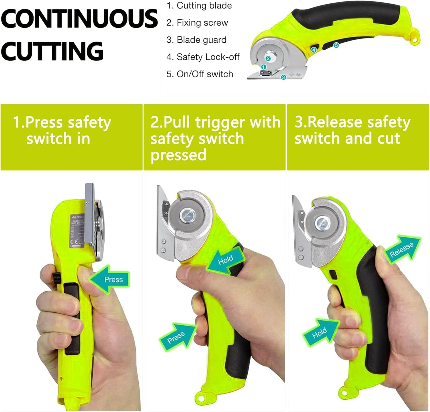 Cordless Electric Scissors Rechargeable: Mini Cardboard Cutter Electric, Cardboard & Carpet Cutter Tool, Rotary Cutter Craft Scissors for Cutting Clothes Cardboard Packages Leather Plastic
