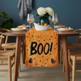 thumbnail image 2 of Orange BOO Halloween Table Runner - 120 Inch Long, Kitchen Dining Table Runner Dresser Scarves, Cute Ghost Spooky Star Moon Dots Farmhouse Decor for Coffee Tables Wedding Party Banquet, 2 of 8