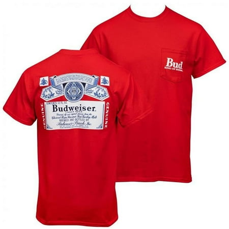 Budweiser Budweiser Bottle Label Front & Back Print Pocket T-Shirt - Extra Large