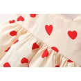 thumbnail image 4 of Coerni Toddler Baby Girls Short Sleeve Dress Heart Print Bow Ruffle Mini Dresses Kids Princess Summer Casual Dresses Playwear, 4 of 9