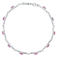 thumbnail image 2 of SZUL Women's Pink Topaz and Natural Diamond Double Bar Link Bracelet in .925 Sterling Silver, 2 of 7