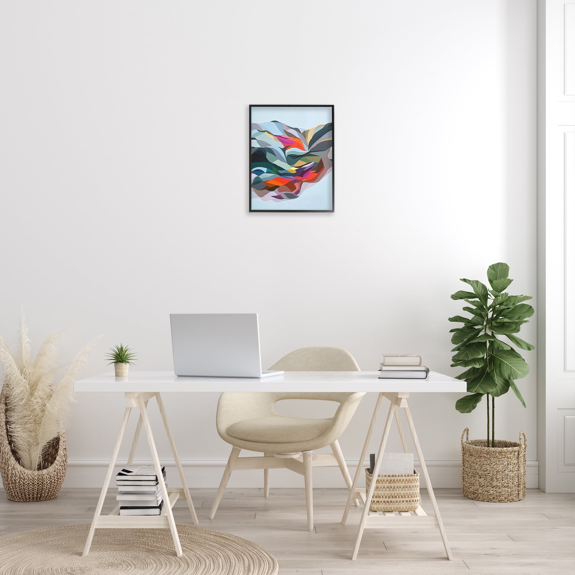 Stupell Industries Alternating Geometric Shapes Abstract Painting Black Framed Art Print Wall Art, 16 x 20