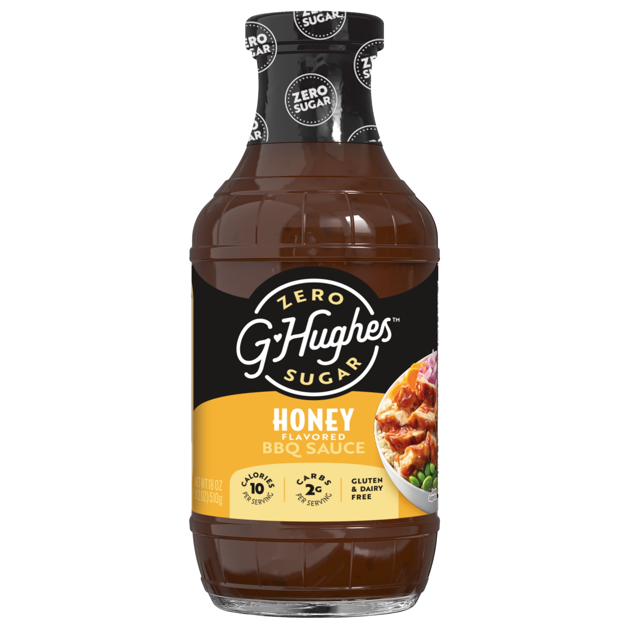 (3 pack) G Hughes Zero Sugar Honey BBQ Sauce, 18 oz